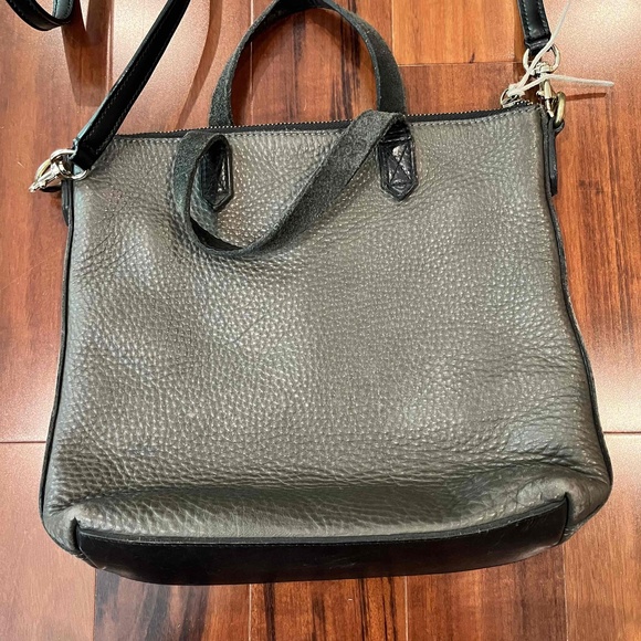 Madewell Pebble Brown Black Leather Crossbody Handbag Double‎ Handle Bag Purse - Picture 3 of 7